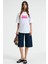 LUCENYA Kadın Bisiklet Yaka Kısa Kollu Önü Baskı Detaylı Regular Fit Beyaz T-Shirt 4