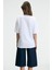 LUCENYA Kadın Bisiklet Yaka Kısa Kollu Önü Baskı Detaylı Regular Fit Beyaz T-Shirt 6