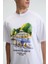 VEYRON Erkek %100 Pamuk Oversize Fit Baskılı Kısa Kollu Yuvarlak Yakalı Beyaz T-Shirt 1