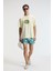 FLAVOR Erkek Oversize %100 Pamuk Baskılı Yuvarlak Yaka Sarı T-Shirt 5