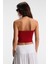 MORIENNE Kadın Halter Yaka Kalın Askılı Sırtı Açık Crop Kırmızı Bluz 5
