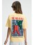 CASSIANE Kadın Bisiklet Yaka Kısa Kollu Ön Ve Arka Baskılı Regular Sarı T-Shirt 6