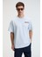 YUM Erkek Oversize Baskılı Yuvarlak Yaka Mavi T-Shirt 2