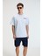 YUM Erkek Oversize Baskılı Yuvarlak Yaka Mavi T-Shirt 3
