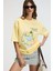 NITZA Kadın %100 Pamuk Oversize Bisiklet Yaka Sarı T-Shirt 2