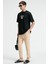 SNACK Erkek Oversize Fit %100 Pamuk Baskılı Yuvarlak Yaka Siyah T-Shirt 5