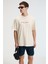CRUNCH Erkek Oversize %100 Pamuk Baskılı Yuvarlak Yaka Vanilya T-Shirt 4