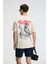CRUNCH Erkek Oversize %100 Pamuk Baskılı Yuvarlak Yaka Vanilya T-Shirt 5
