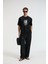 POP Erkek %100 Pamuk Oversize Fit Baskılı Kısa Kollu Yuvarlak Yakalı Siyah T-Shirt 2