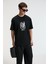 POP Erkek %100 Pamuk Oversize Fit Baskılı Kısa Kollu Yuvarlak Yakalı Siyah T-Shirt 4