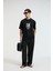 POP Erkek %100 Pamuk Oversize Fit Baskılı Kısa Kollu Yuvarlak Yakalı Siyah T-Shirt 5