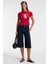 YELVANE Kadın %100 Pamuk Bisiklet Yaka Baskılı Regular Fit Kırmızı T-Shirt 3