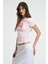 ATHEA Kadın Bisiklet Yaka Kısa Kollu Önü Baskılı Slim Pembe T-Shirt 4