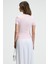 ATHEA Kadın Bisiklet Yaka Kısa Kollu Önü Baskılı Slim Pembe T-Shirt 6