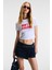 VELINA Kadın Bisiklet Yaka Kısa Kollu Önü Baskılı Slim Beyaz T-Shirt 4