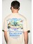 VEYRON Erkek %100 Pamuk Oversize Fit Baskılı Kısa Kollu Yuvarlak Yakalı Vanilya T-Shirt 1