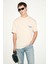 VEYRON Erkek %100 Pamuk Oversize Fit Baskılı Kısa Kollu Yuvarlak Yakalı Vanilya T-Shirt 4