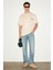 VEYRON Erkek %100 Pamuk Oversize Fit Baskılı Kısa Kollu Yuvarlak Yakalı Vanilya T-Shirt 5