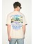 VEYRON Erkek %100 Pamuk Oversize Fit Baskılı Kısa Kollu Yuvarlak Yakalı Vanilya T-Shirt 6