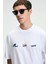 DELIGHT Erkek %100 Pamuk Oversize Fit Baskılı Kısa Kollu Yuvarlak Yakalı Beyaz T-Shirt 3