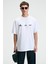 DELIGHT Erkek %100 Pamuk Oversize Fit Baskılı Kısa Kollu Yuvarlak Yakalı Beyaz T-Shirt 5