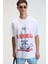 CRUNCH Erkek Oversize %100 Pamuk Baskılı Yuvarlak Yaka Beyaz T-Shirt 1