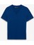 ALINE Kadın %100 organik Pamuk Derin V Yakalı Comfort Fit Petrol Mavisi T-Shirt 1