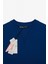 ALINE Kadın %100 organik Pamuk Derin V Yakalı Comfort Fit Petrol Mavisi T-Shirt 2