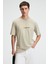 FRESH Erkek %100 Pamuk Oversize Fit Baskılı Kısa Kollu Yuvarlak Yakalı Taş Rengi T-Shirt 1