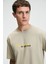 FRESH Erkek %100 Pamuk Oversize Fit Baskılı Kısa Kollu Yuvarlak Yakalı Taş Rengi T-Shirt 3