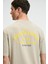 FRESH Erkek %100 Pamuk Oversize Fit Baskılı Kısa Kollu Yuvarlak Yakalı Taş Rengi T-Shirt 6