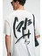 POP Erkek %100 Pamuk Oversize Fit Baskılı Kısa Kollu Yuvarlak Yakalı Ekru T-Shirt 1