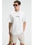 YUM Erkek Oversize Baskılı Yuvarlak Yaka Ekru T-Shirt 2