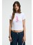 ATHEA Kadın Bisiklet Yaka Kısa Kollu Önü Baskılı Slim Beyaz - Pembe baskılı T-Shirt 2