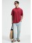 TREAT Erkek Oversize %100 Pamuk Baskılı Yuvarlık Yaka Kırmızı T-Shirt 5