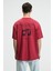 TREAT Erkek Oversize %100 Pamuk Baskılı Yuvarlık Yaka Kırmızı T-Shirt 6