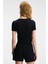 VELINA Kadın Bisiklet Yaka Kısa Kollu Önü Baskılı Slim Siyah T-Shirt 5