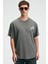 FEAST Erkek %100 Pamuk Oversize Fit Baskılı Kısa Kollu Yuvarlak Yakalı Gri T-Shirt 3