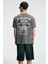 FEAST Erkek %100 Pamuk Oversize Fit Baskılı Kısa Kollu Yuvarlak Yakalı Gri T-Shirt 5
