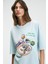 NITZA Kadın %100 Pamuk Oversize Bisiklet Yaka Mavi T-Shirt 1
