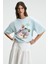 NITZA Kadın %100 Pamuk Oversize Bisiklet Yaka Mavi T-Shirt 3