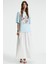 NITZA Kadın %100 Pamuk Oversize Bisiklet Yaka Mavi T-Shirt 5