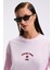 Tavena Kadın Pamuk Baskılı Oversize Fit Kısa Kollu Yuvarlak Yaka Pembe T-Shirt 5