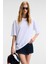 Tavena Kadın Pamuk Baskılı Oversize Fit Kısa Kollu Yuvarlak Yaka Beyaz T-Shirt 4