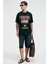 NIBBLE Erkek Oversize %100 Pamuk Baskılı Yuvarlak Yaka Siyah T-Shirt 2