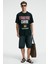 NIBBLE Erkek Oversize %100 Pamuk Baskılı Yuvarlak Yaka Siyah T-Shirt 4