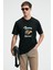 CRISP Erkek Oversize %100 Pamuk Baskılı Yuvarlak Yaka Siyah T-Shirt 1