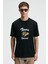 CRISP Erkek Oversize %100 Pamuk Baskılı Yuvarlak Yaka Siyah T-Shirt 3