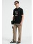 CRISP Erkek Oversize %100 Pamuk Baskılı Yuvarlak Yaka Siyah T-Shirt 4