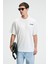 FEAST Erkek %100 Pamuk Oversize Fit Baskılı Kısa Kollu Yuvarlak Yakalı Ekru T-Shirt 2